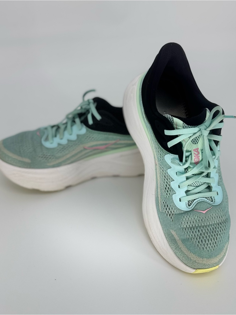 Hoka Women's Mint Green and Pink Running Shoes Size 11 - Picture 6 of 8